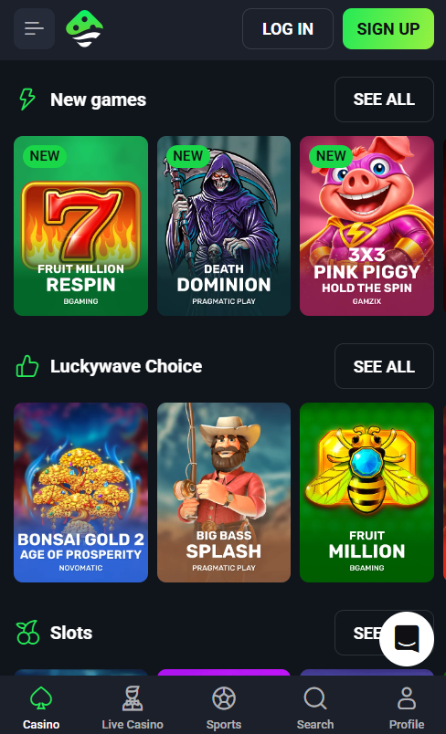 Lucky Wave Casino mobile